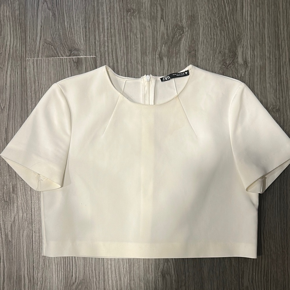 Zara Cream Short Sleeve Blouse